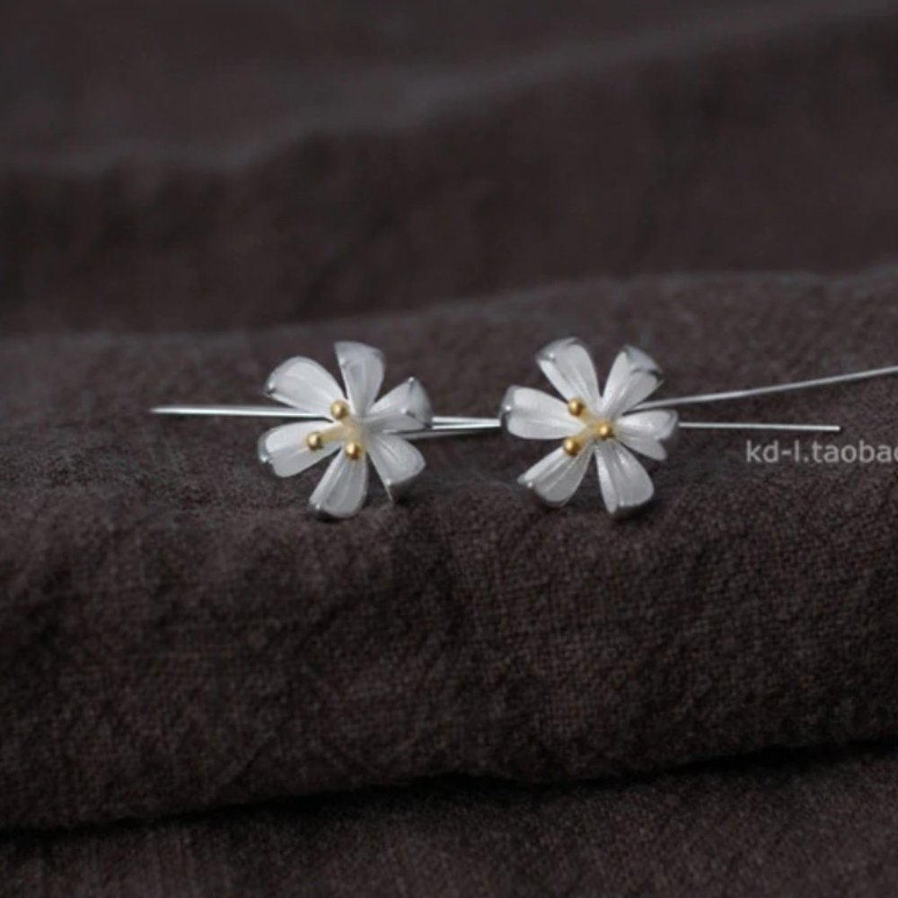 Beautiful Lotus Flower Long Dangle Earrings - Picture 8 of 15